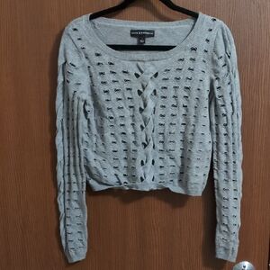 Rock & Republic Gray Punk Cutout Knit Top